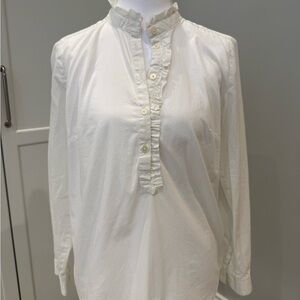 LOFT White Ruffled Blouse